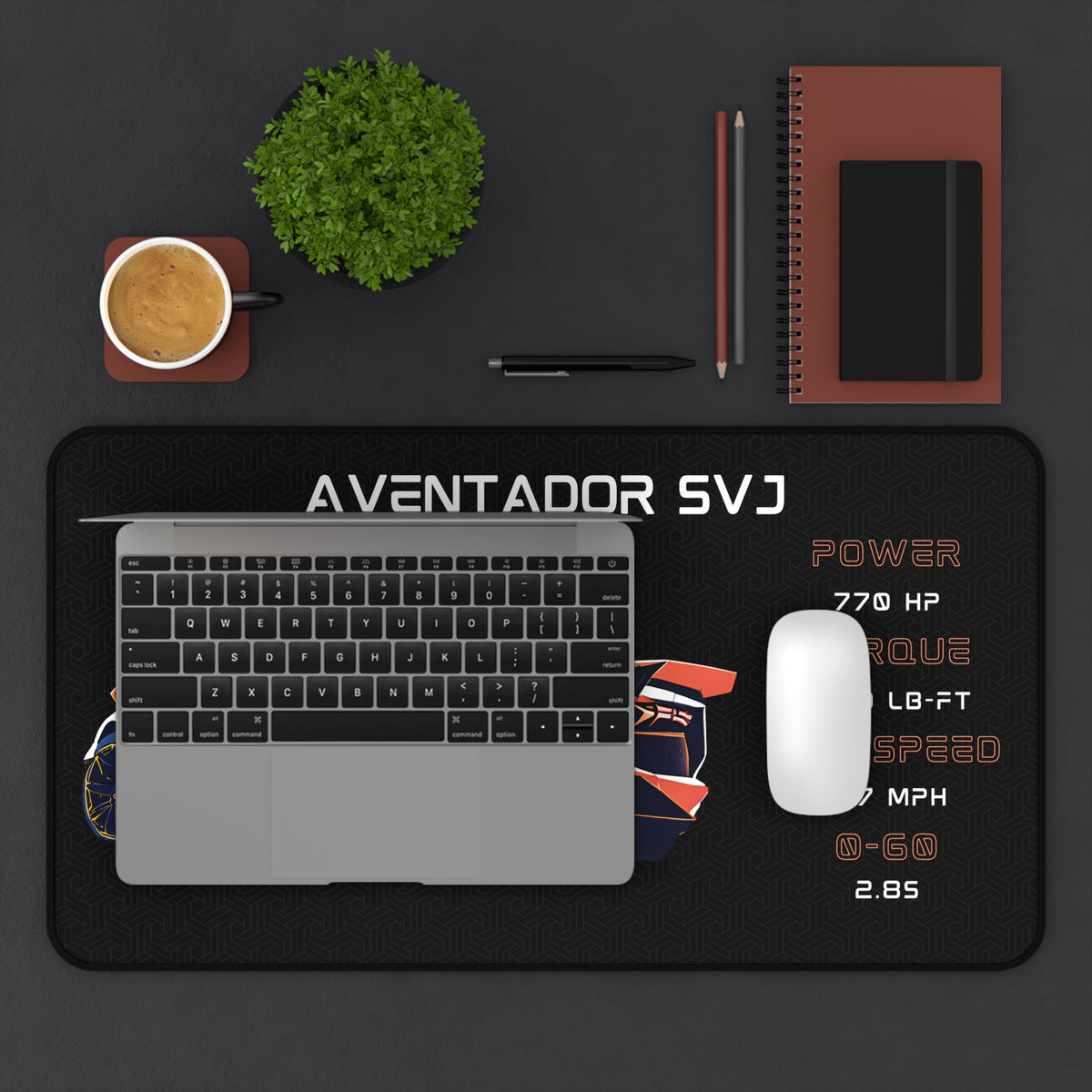 Aventador SVJ Desk Mat | Car Enthusiasts Gift | Gaming Mouse Pad, Desk Accessory | Car Lover Decor