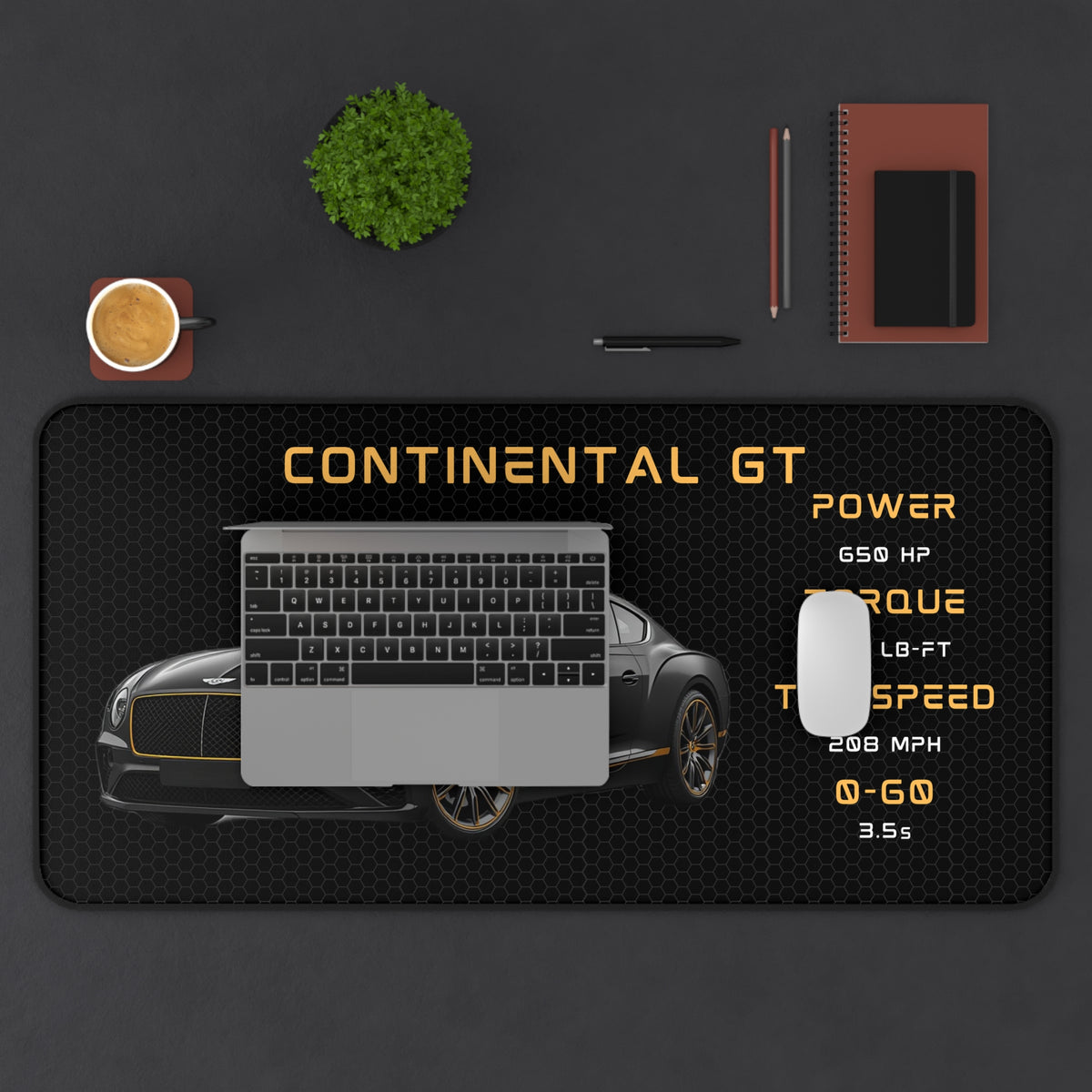 Continental GT Desk Mat | Racing Car Illustration, Gaming Mouse Pad