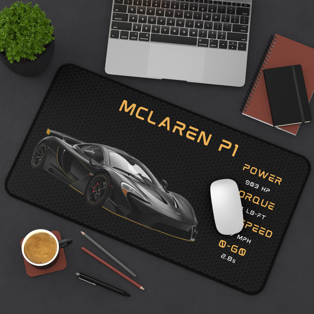 McLaren P1 Desk Mat, Gaming Mouse Pad | Supercar Race Track Design