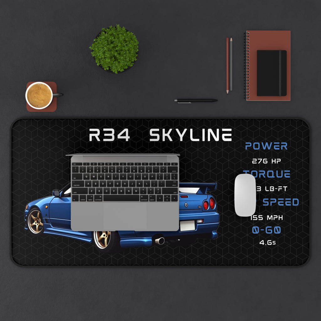 R34 Skyline GTR | Gaming Mouse Pad |  Car Lover Desk Mat | JDM Gift Home Office Decor | Car Enthusiast Desk Accessory
