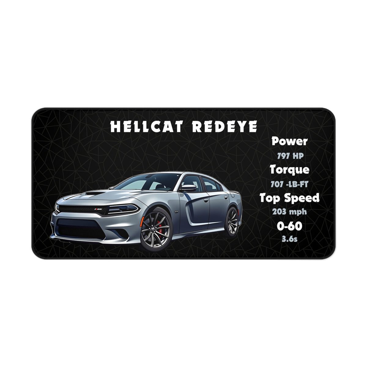 Hellcat Redeye Charger Desk Mat | Desk Accessories, Mouse Pad, Desk Organizer | Gift for Car Enthusiasts and Gamers