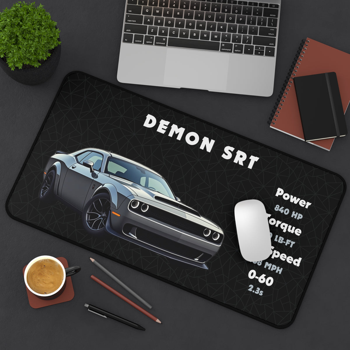 Demon SRT | Desk Accessories, Mouse Pad, Desk Organizer | Gift for Car Enthusiasts and Gamers