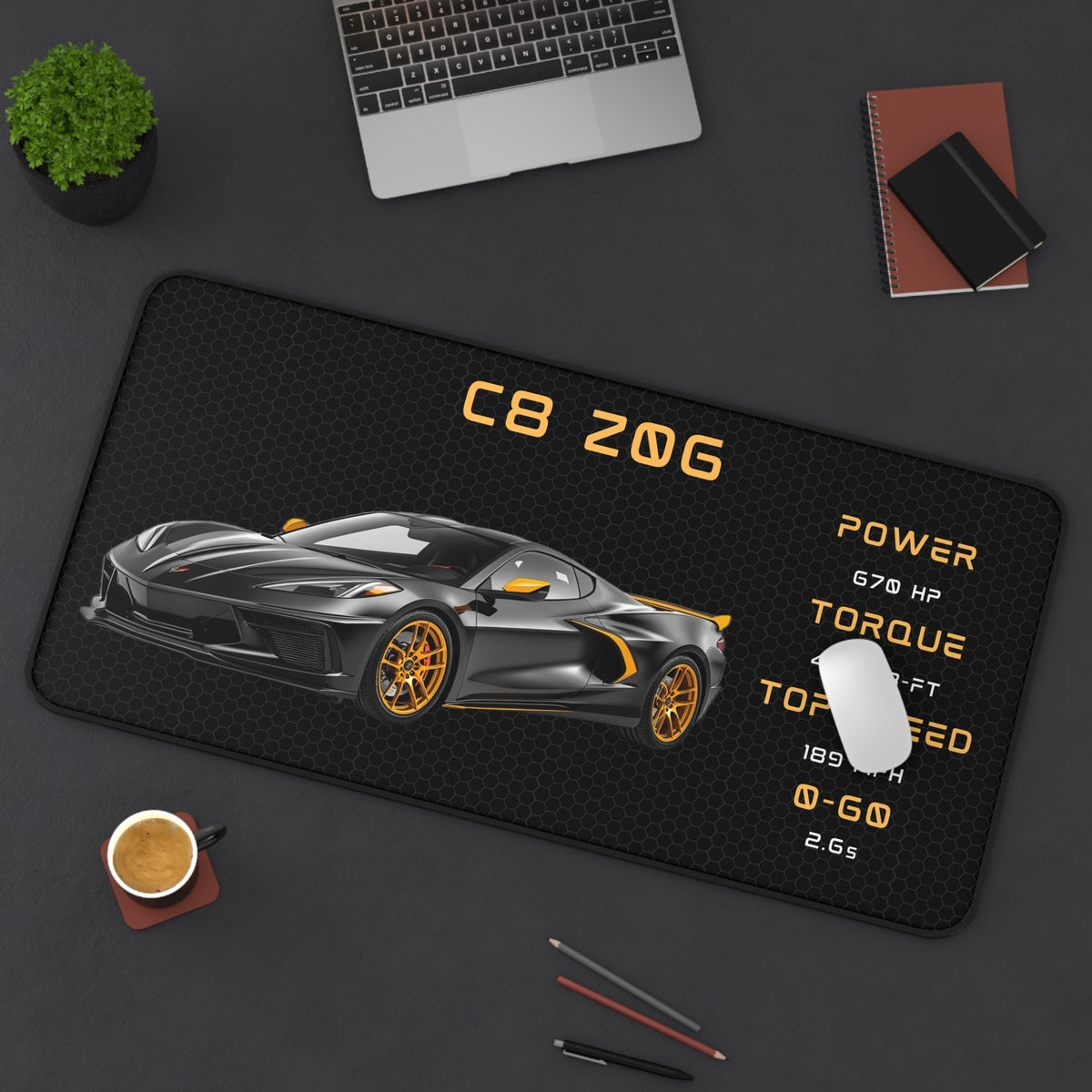 Corvette C8 Z06 Desk Mat | Racing Car Mouse Pad for Office or Gaming