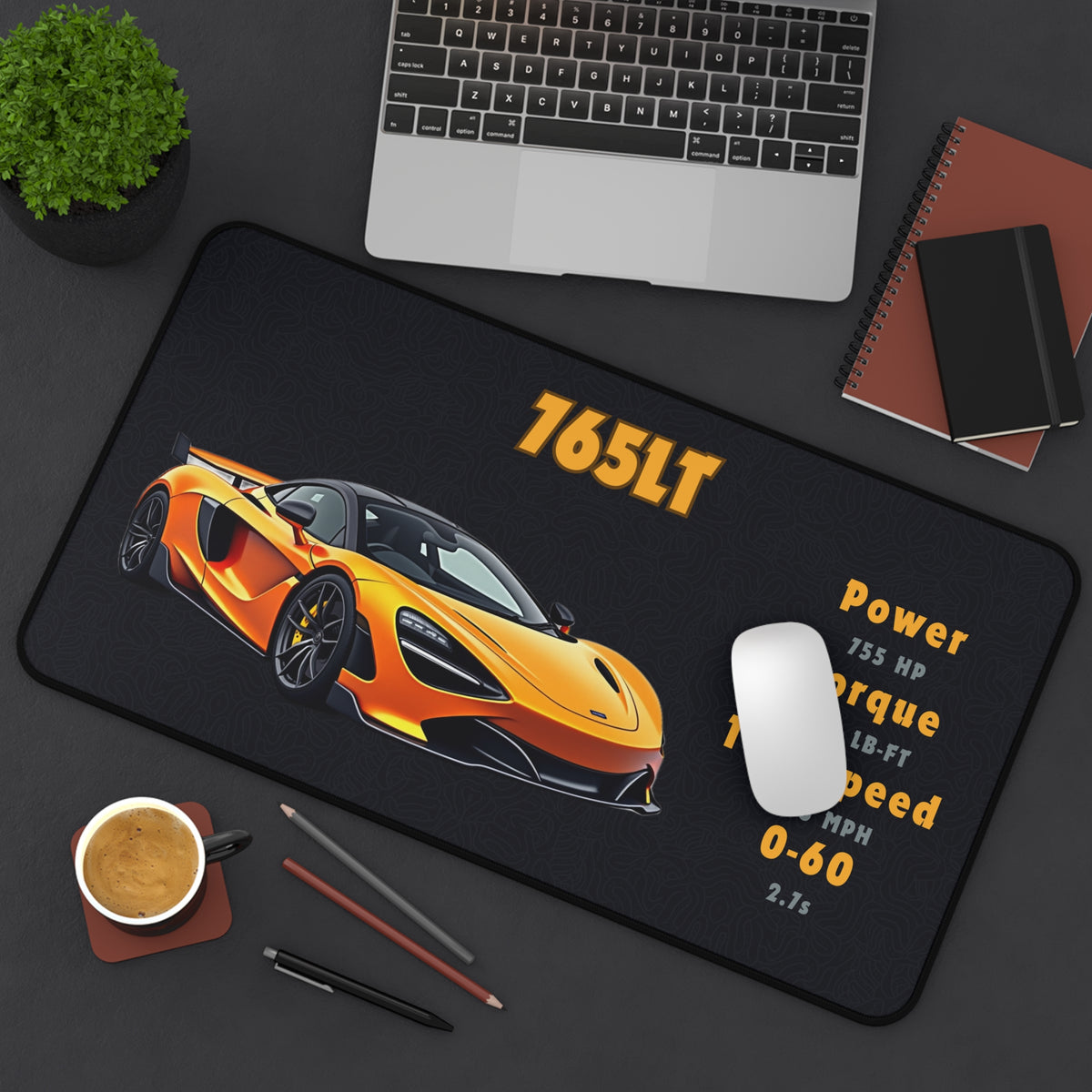 765LT Desk Mat | Car Mouse Pad for Car Enthusiasts | Gaming Desk Mat