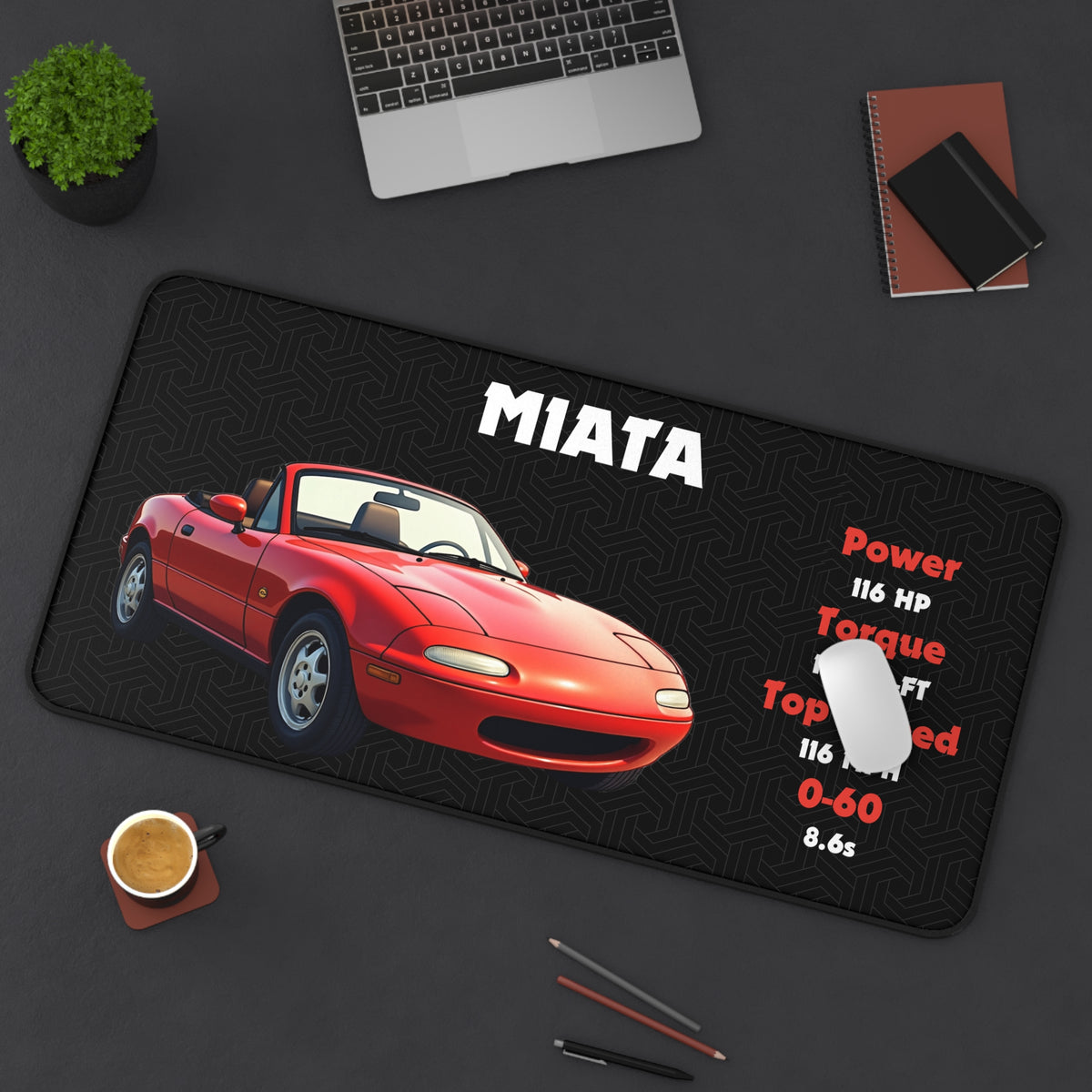 Miata Desk Mat | Car Enthusiasts Gift | Gaming Mouse Pad, Desk Accessory | Car Lover Decor