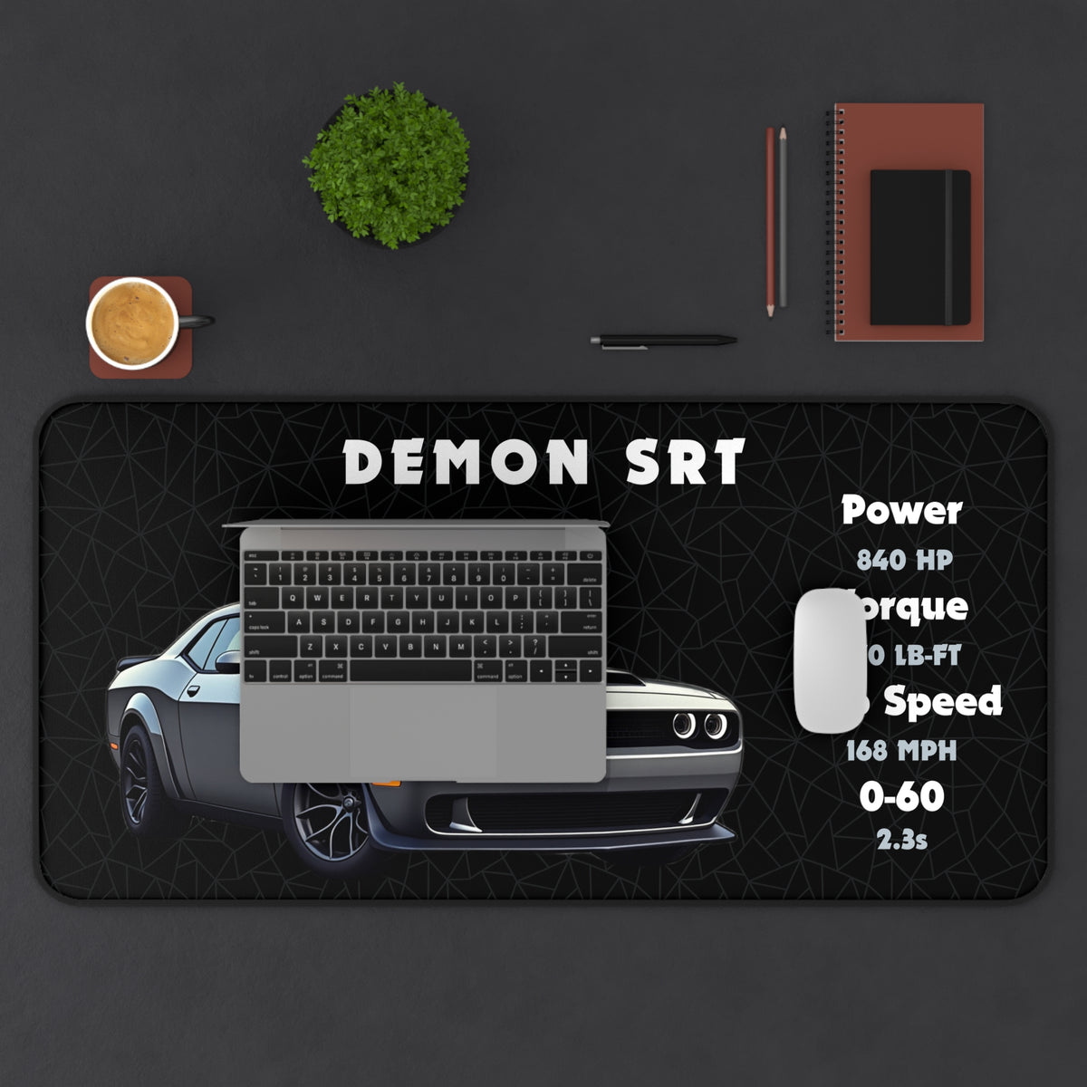 Demon SRT | Desk Accessories, Mouse Pad, Desk Organizer | Gift for Car Enthusiasts and Gamers