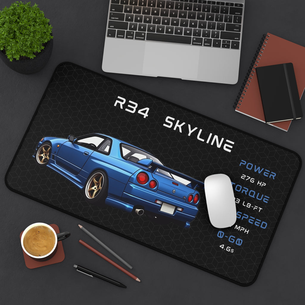 R34 Skyline GTR | Gaming Mouse Pad |  Car Lover Desk Mat | JDM Gift Home Office Decor | Car Enthusiast Desk Accessory