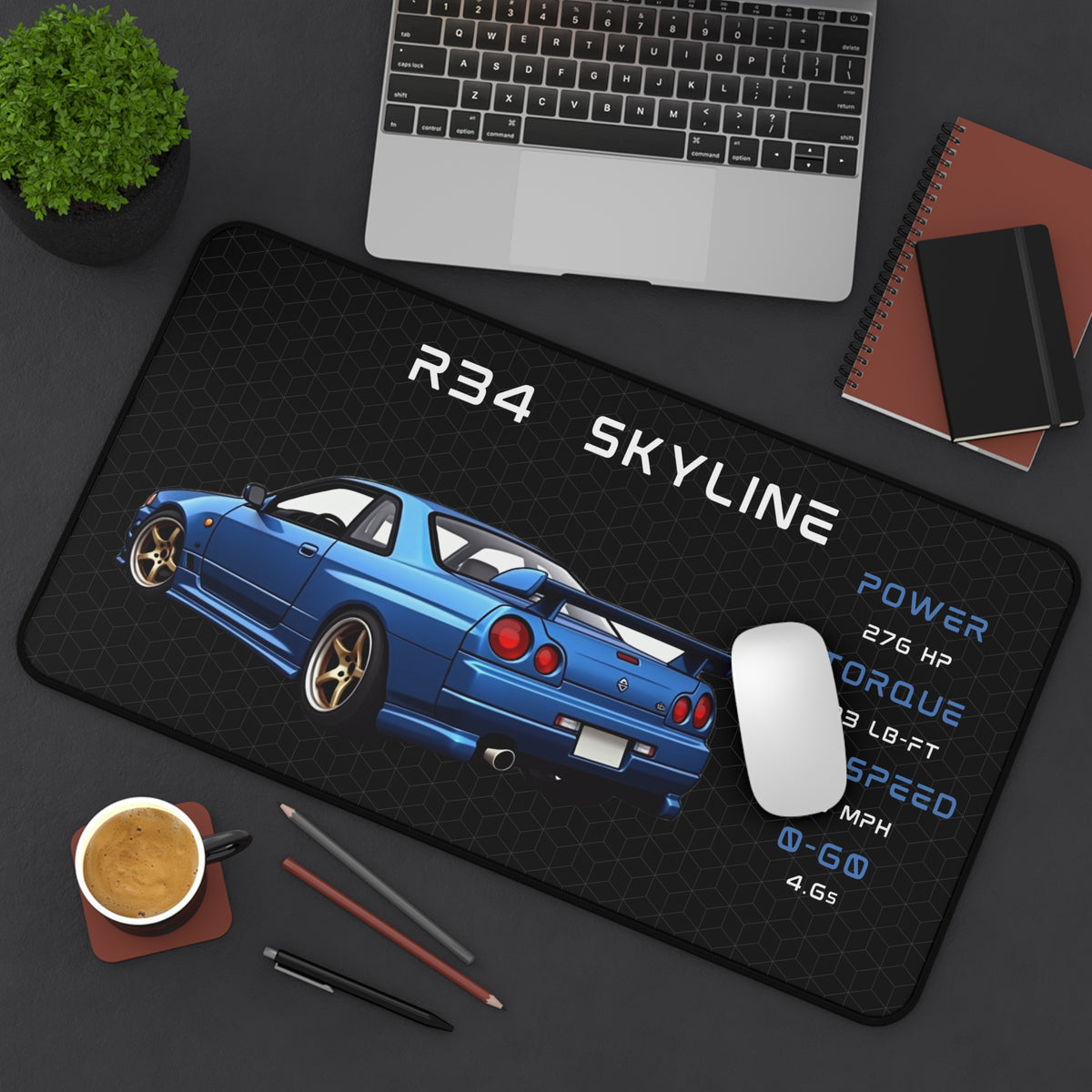 R34 Skyline GTR | Gaming Mouse Pad |  Car Lover Desk Mat | JDM Gift Home Office Decor | Car Enthusiast Desk Accessory
