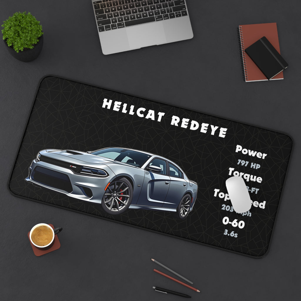 Hellcat Redeye Charger Desk Mat | Desk Accessories, Mouse Pad, Desk Organizer | Gift for Car Enthusiasts and Gamers
