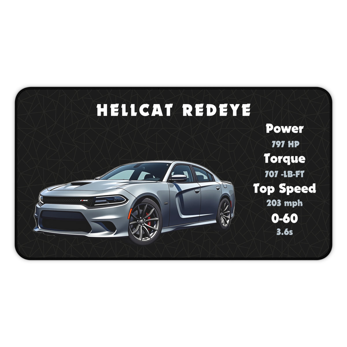 Hellcat Redeye Charger Desk Mat | Desk Accessories, Mouse Pad, Desk Organizer | Gift for Car Enthusiasts and Gamers