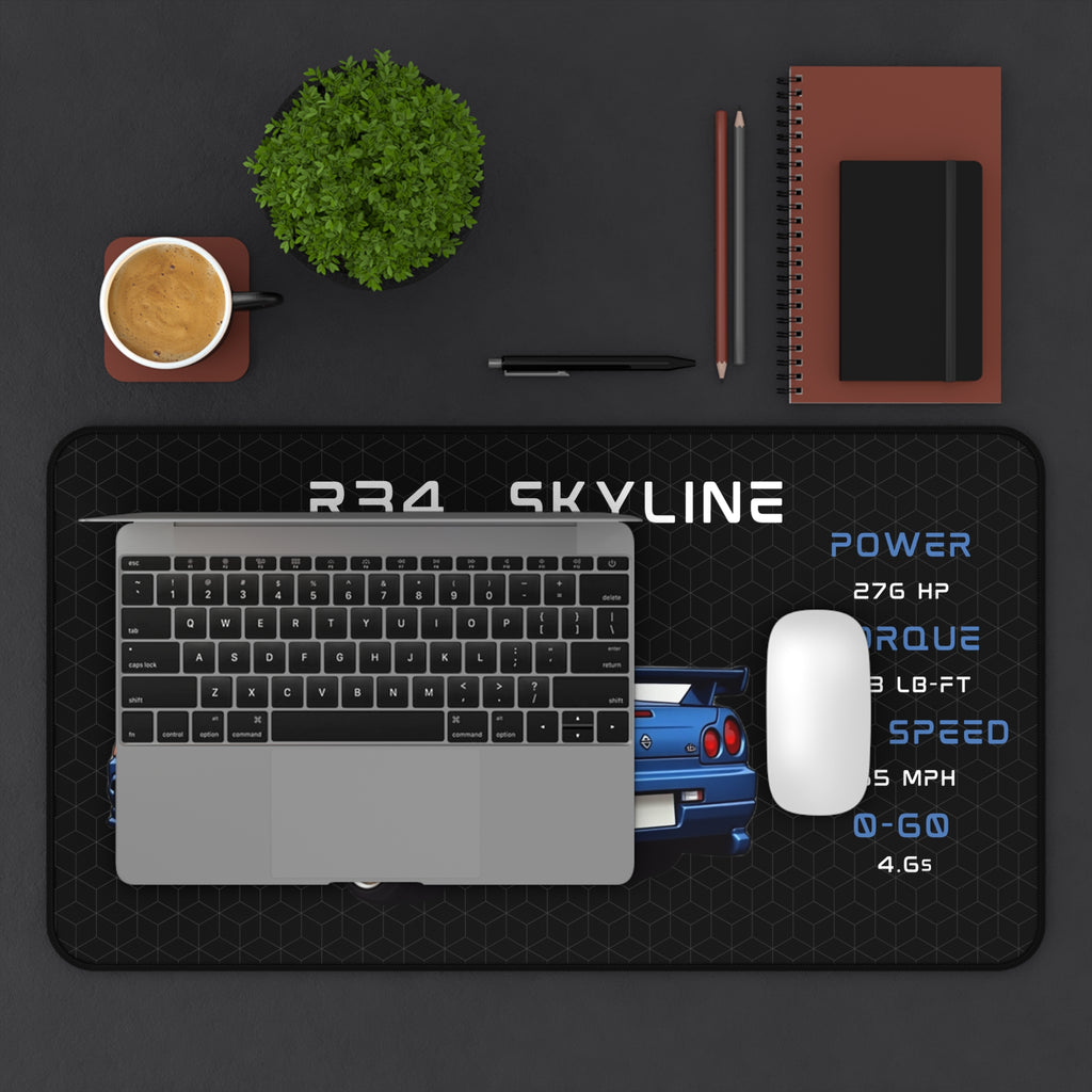 R34 Skyline GTR | Gaming Mouse Pad |  Car Lover Desk Mat | JDM Gift Home Office Decor | Car Enthusiast Desk Accessory