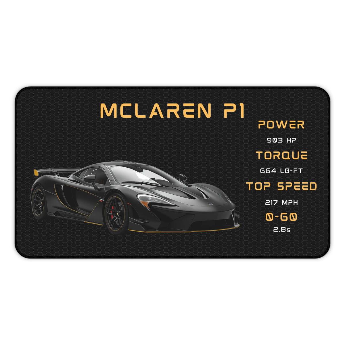 McLaren P1 Desk Mat, Gaming Mouse Pad | Supercar Race Track Design