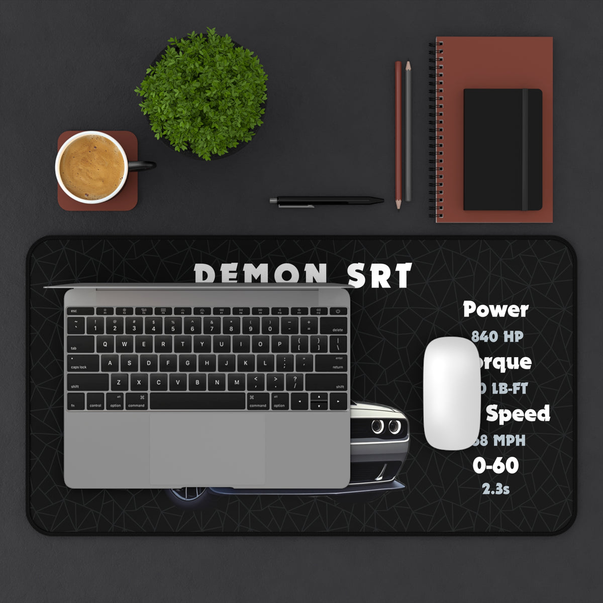 Demon SRT | Desk Accessories, Mouse Pad, Desk Organizer | Gift for Car Enthusiasts and Gamers
