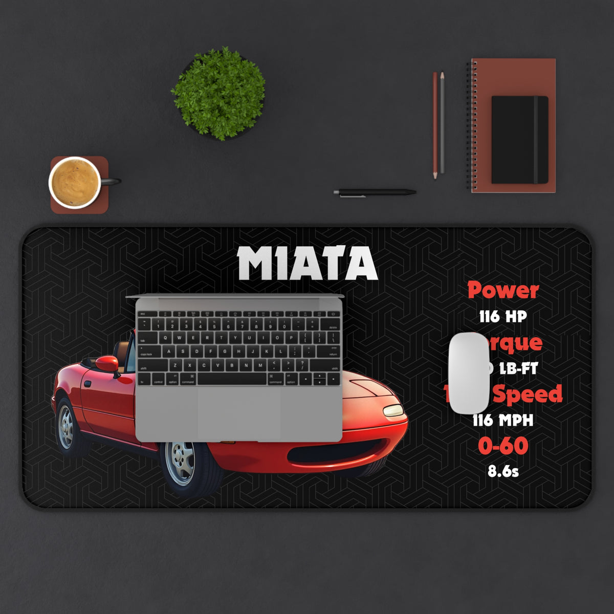 Miata Desk Mat | Car Enthusiasts Gift | Gaming Mouse Pad, Desk Accessory | Car Lover Decor