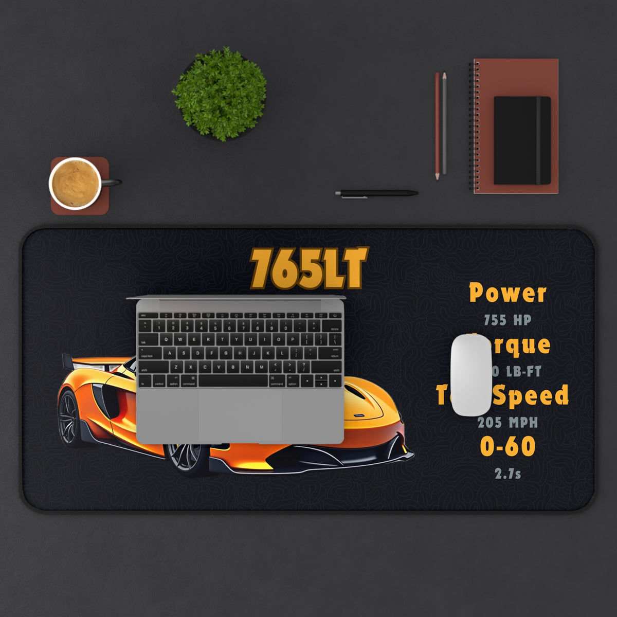 765LT Desk Mat | Car Mouse Pad for Car Enthusiasts | Gaming Desk Mat