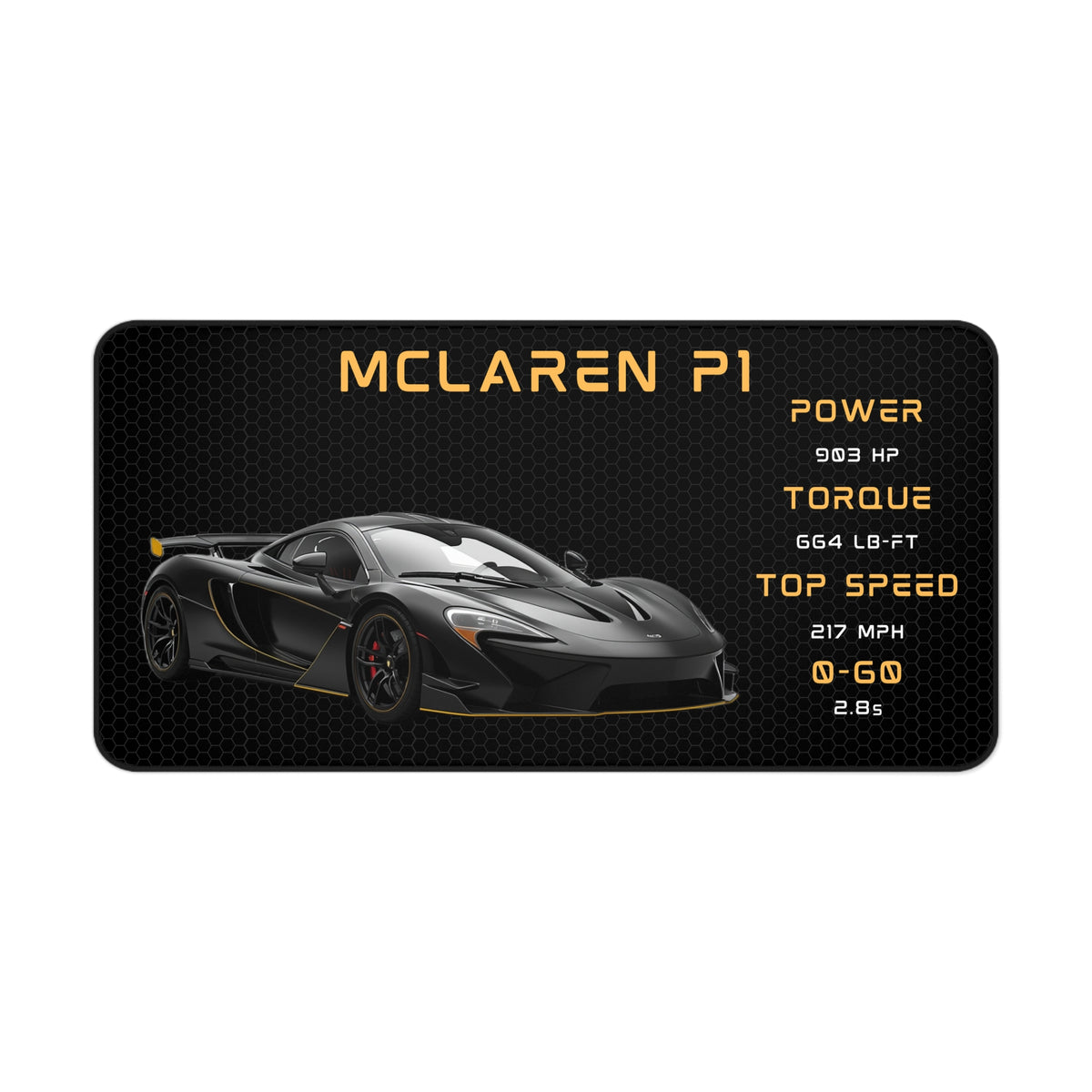 McLaren P1 Desk Mat, Gaming Mouse Pad | Supercar Race Track Design
