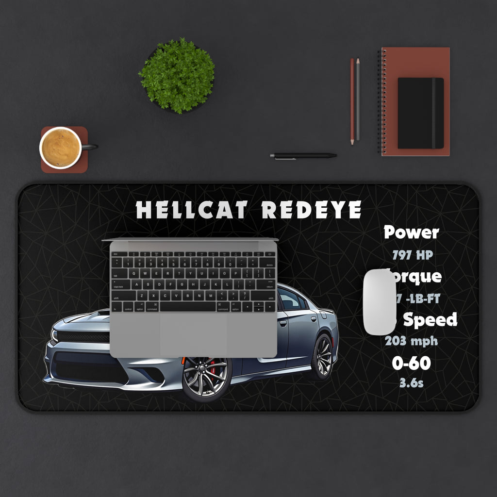 Hellcat Redeye Charger Desk Mat | Desk Accessories, Mouse Pad, Desk Organizer | Gift for Car Enthusiasts and Gamers