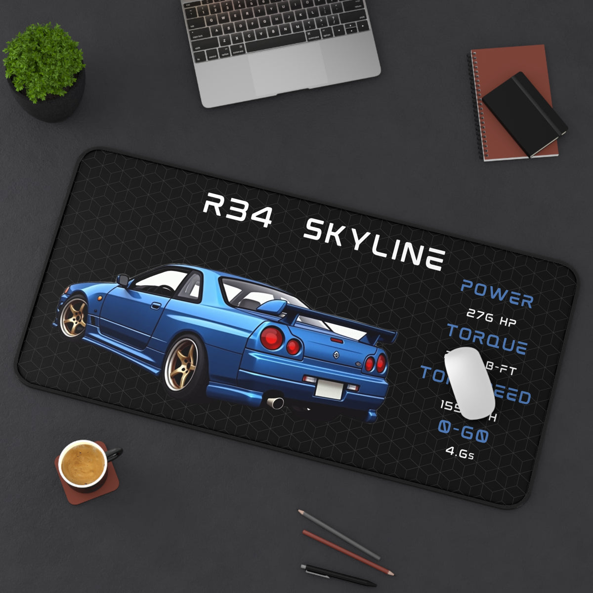 R34 Skyline GTR | Gaming Mouse Pad |  Car Lover Desk Mat | JDM Gift Home Office Decor | Car Enthusiast Desk Accessory
