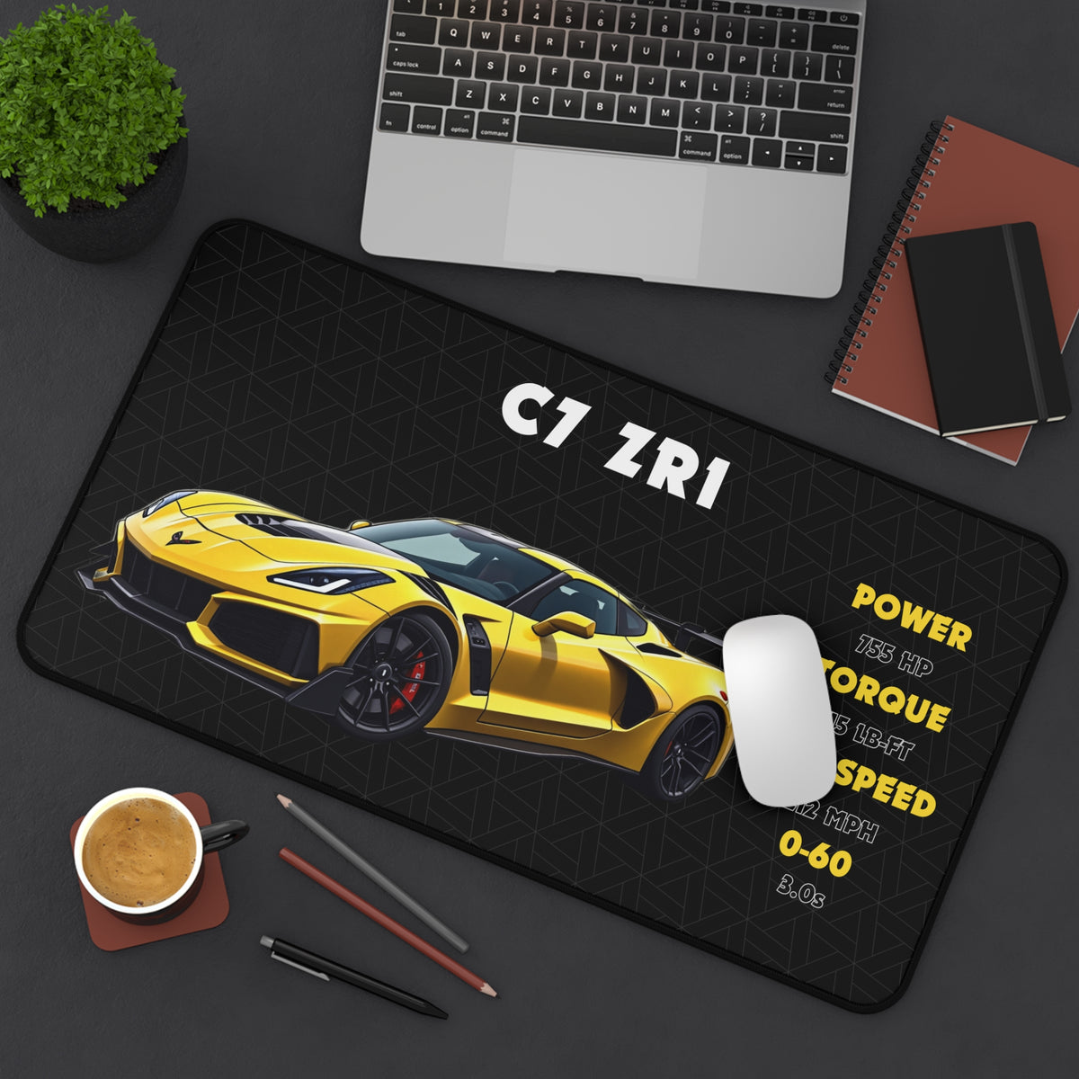 C7 ZR1 Desk Mat | Car Enthusiast Gift | Racing Fan Accessories | Car Lover Decor | Muscle Car Desk Pad